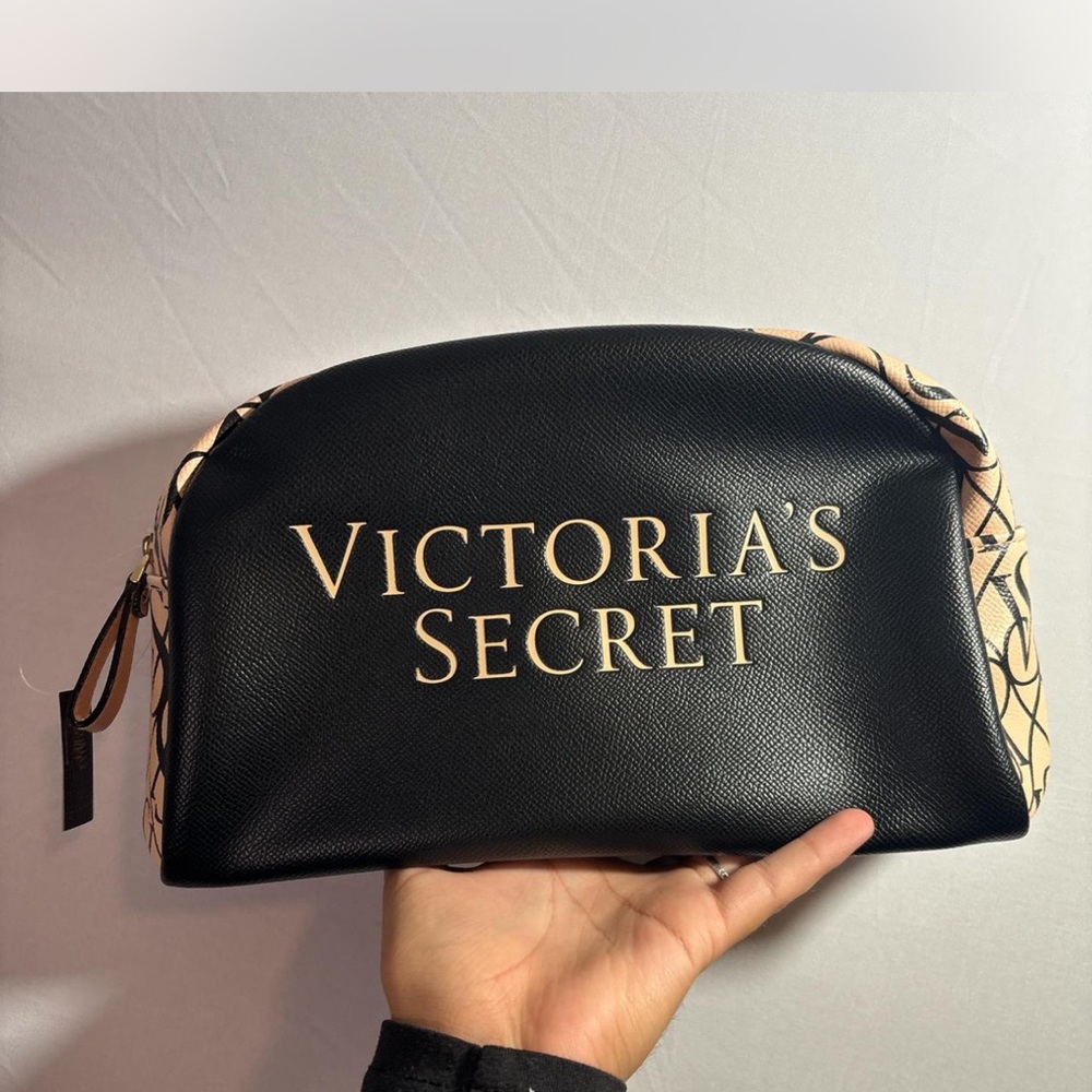 Victoria's Secret Black and Cream Cosmetic Bag